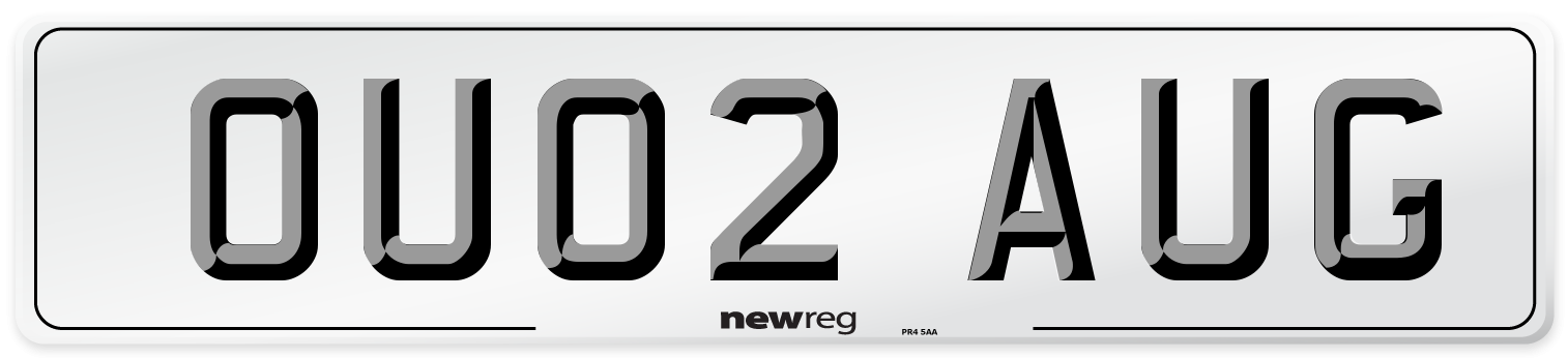 OU02 AUG Number Plate from New Reg